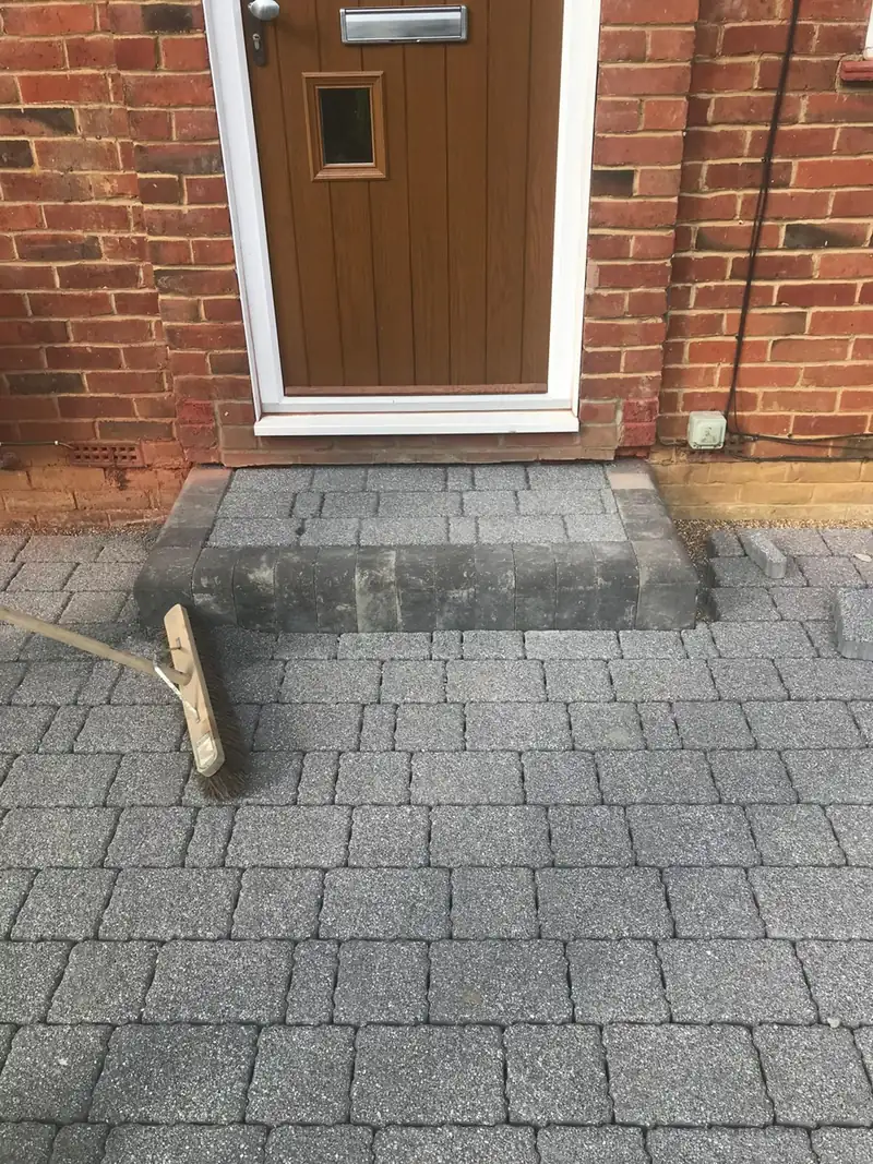 Block paving up to a front door step